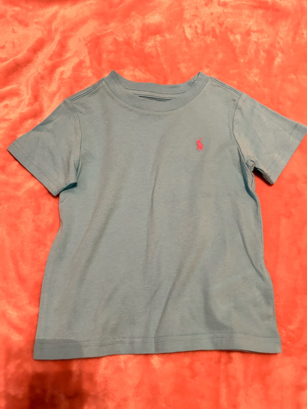 Polo by Ralph Lauren Light Blue Tee with Coral Backdrop